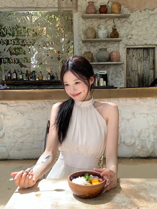 [2 colors] Lavien Halter Chiffon Dress