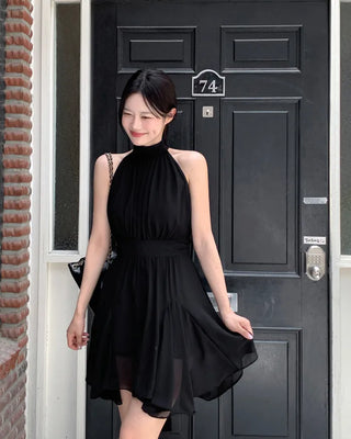 [2 colors] Lavien Halter Chiffon Dress