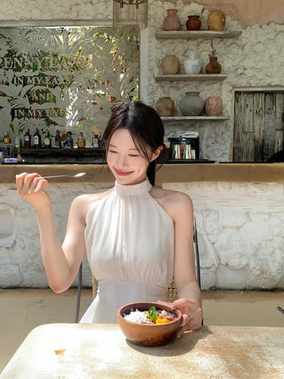[2 colors] Lavien Halter Chiffon Dress