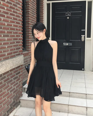 [2 colors] Lavien Halter Chiffon Dress