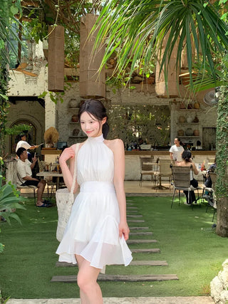 [2 colors] Lavien Halter Chiffon Dress