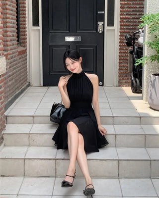[2 colors] Lavien Halter Chiffon Dress
