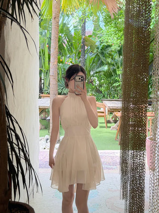 [2 colors] Lavien Halter Chiffon Dress