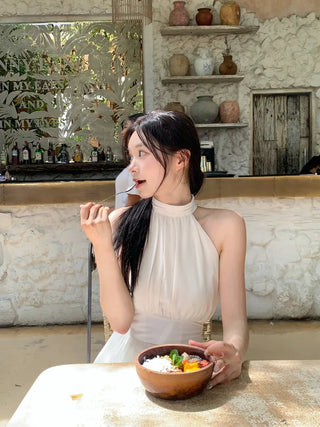[2 colors] Lavien Halter Chiffon Dress
