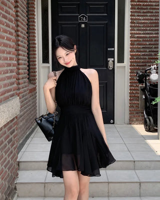 [2 colors] Lavien Halter Chiffon Dress