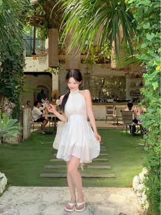 [2 colors] Lavien Halter Chiffon Dress