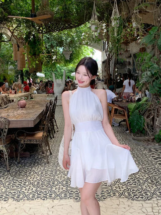 [2 colors] Lavien Halter Chiffon Dress