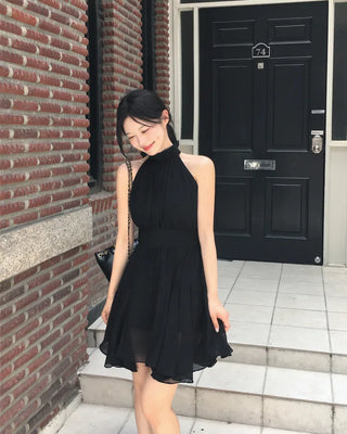 [2 colors] Lavien Halter Chiffon Dress