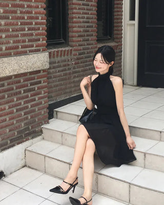 [2 colors] Lavien Halter Chiffon Dress