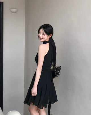 [2 colors] Lavien Halter Chiffon Dress