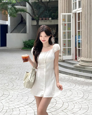 [3 colors] Sophie Linen Puff Dress