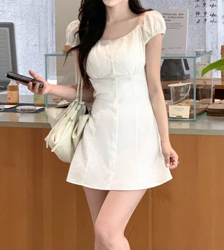 [3 colors] Sophie Linen Puff Dress