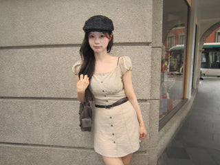 [3 colors] Sophie Linen Puff Dress