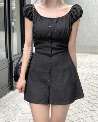 [3 colors] Sophie Linen Puff Dress