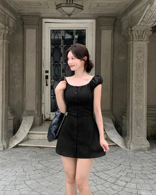[3 colors] Sophie Linen Puff Dress