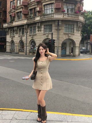 [3 colors] Sophie Linen Puff Dress
