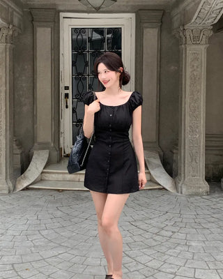 [3 colors] Sophie Linen Puff Dress