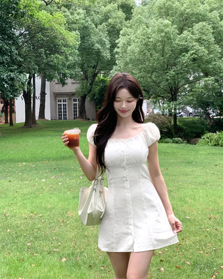 [3 colors] Sophie Linen Puff Dress