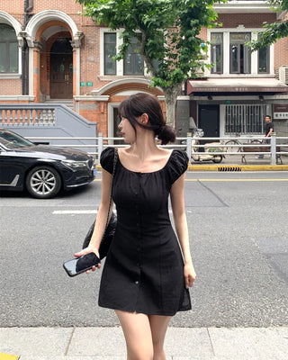 [3 colors] Sophie Linen Puff Dress