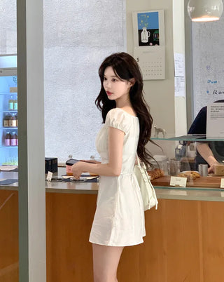[3 colors] Sophie Linen Puff Dress