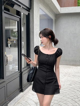 [3 colors] Sophie Linen Puff Dress