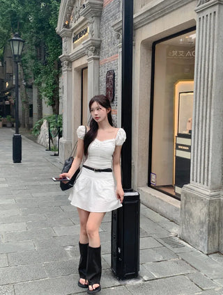 [2 colors] Chloe Shirred Puff Blouse