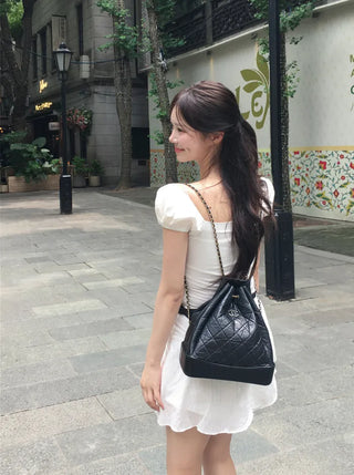 [2 colors] Chloe Shirred Puff Blouse