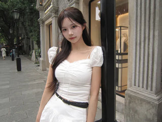 [2 colors] Chloe Shirred Puff Blouse