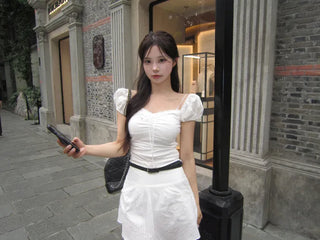 [2 colors] Chloe Shirred Puff Blouse