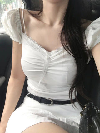 [2 colors] Chloe Shirred Puff Blouse