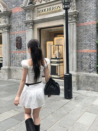 [2 colors] Chloe Shirred Puff Blouse