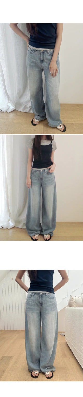 [Length selectable] Slow & Susie Chemistry Summer Wide Denim Pants