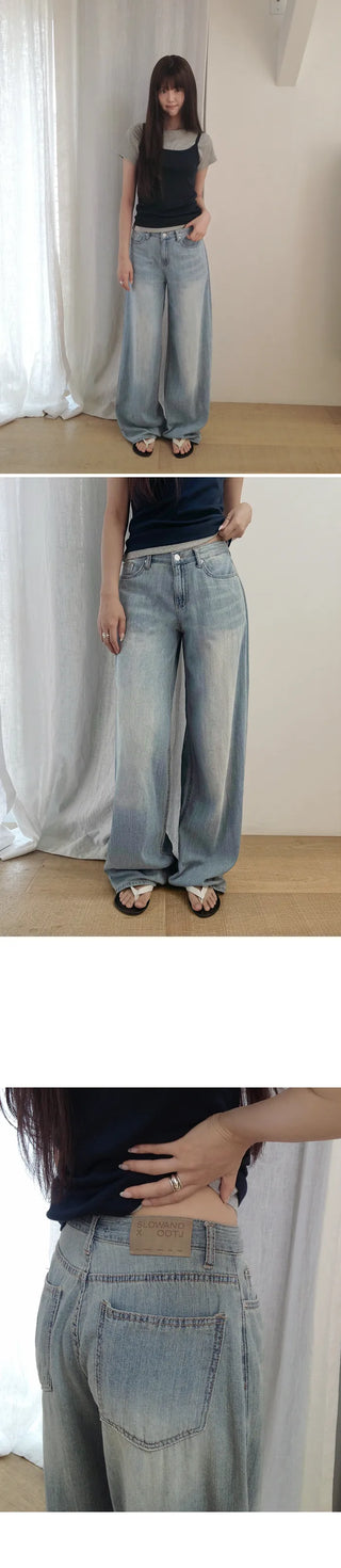 [Length selectable] Slow & Susie Chemistry Summer Wide Denim Pants