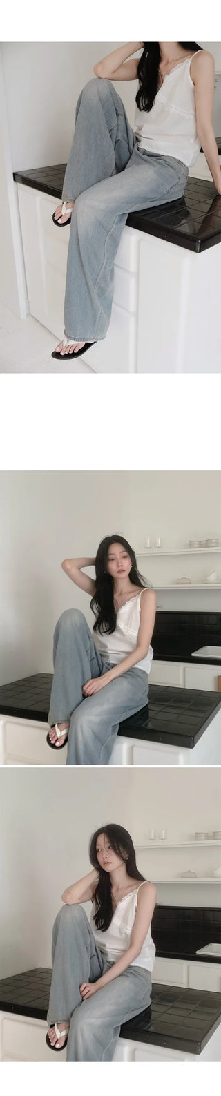 [Length selectable] Slow & Susie Chemistry Summer Wide Denim Pants