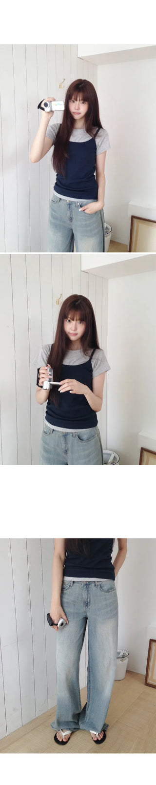 [Length selectable] Slow & Susie Chemistry Summer Wide Denim Pants