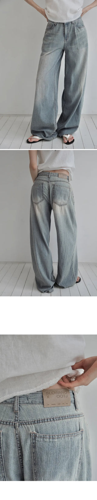 [Length selectable] Slow & Susie Chemistry Summer Wide Denim Pants