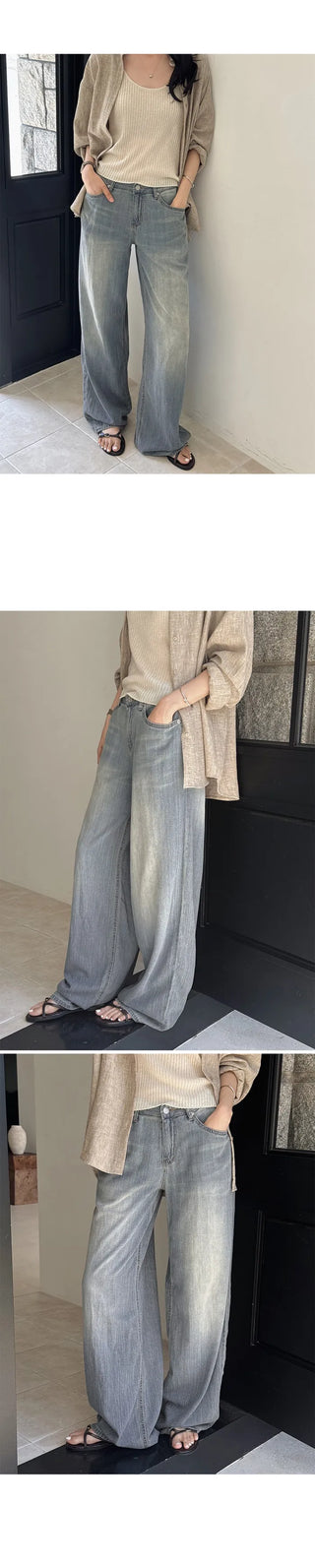 [Length selectable] Slow & Susie Chemistry Summer Wide Denim Pants