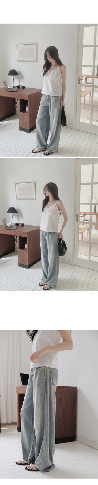 [Length selectable] Slow & Susie Chemistry Summer Wide Denim Pants