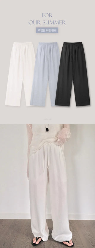 [3 colors] Natural Fit Linen Banding Pants