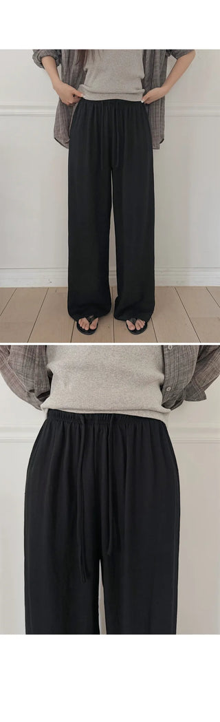 [3 colors] Natural Fit Linen Banding Pants