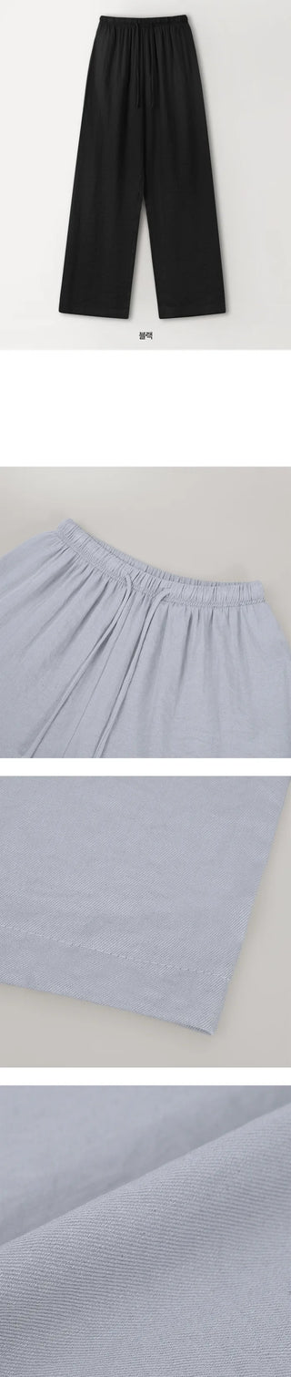 [3 colors] Natural Fit Linen Banding Pants