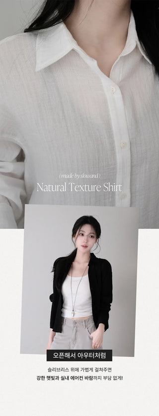 [3 colors] Semi-Cropped Shirt