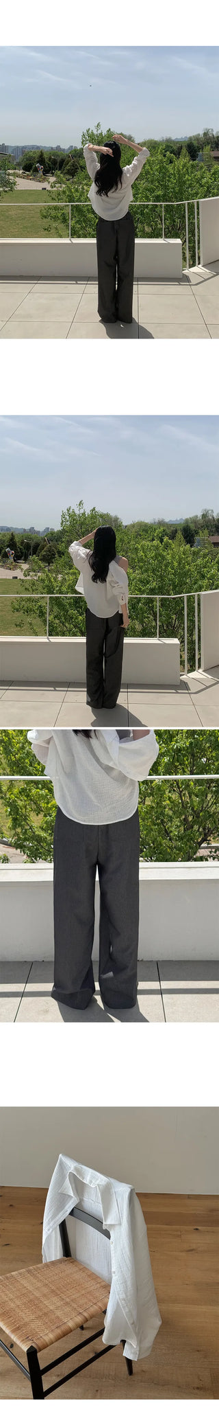 [3 colors] Semi-Cropped Shirt