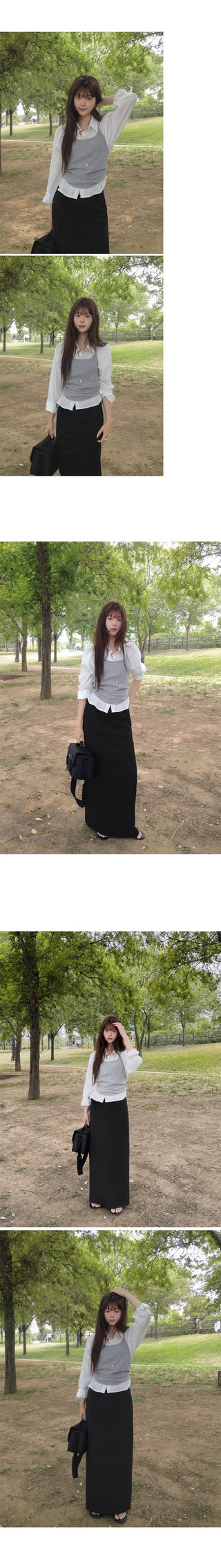 [3 colors] Semi-Cropped Shirt