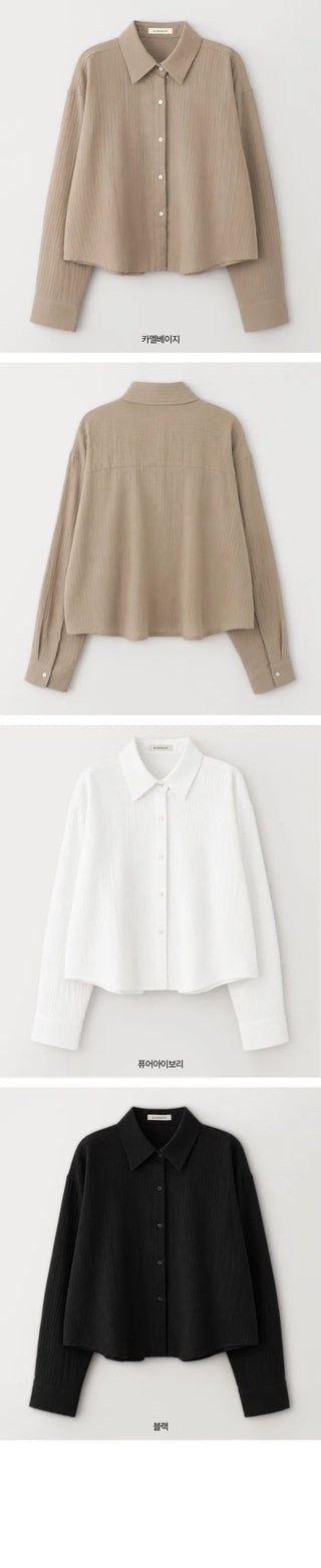 [3 colors] Semi-Cropped Shirt
