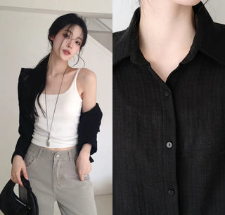 [3 colors] Semi-Cropped Shirt