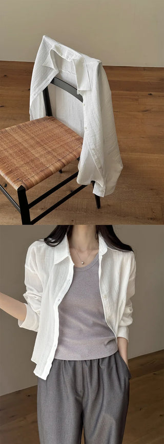 [3 colors] Semi-Cropped Shirt