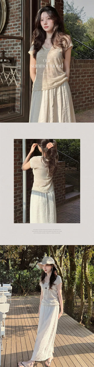 [2 colors] Sunday Flow Fit Long Skirt
