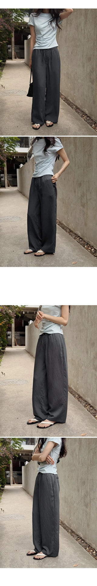 [2 colors] Cool Than Stripe Banding Pants