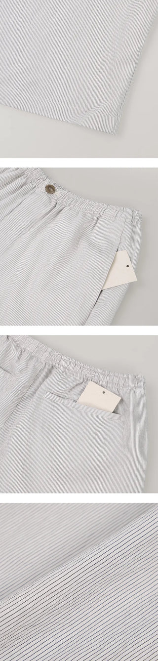 [2 colors] Cool Than Stripe Banding Pants